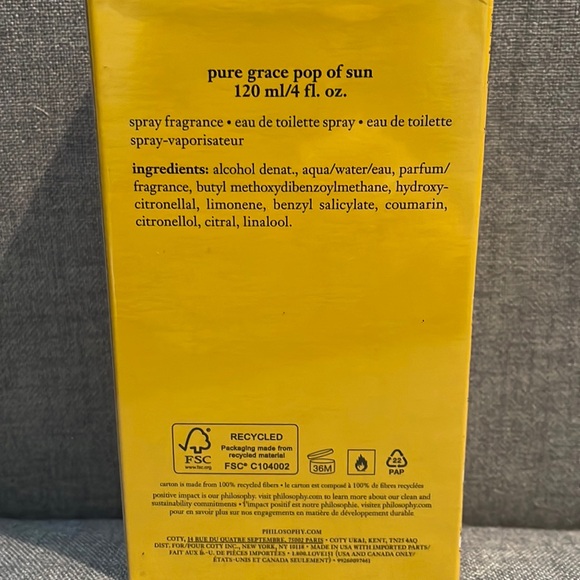 Philosophy Pure Grace Pop of Sun 4 oz NIB! - Picture 3 of 5